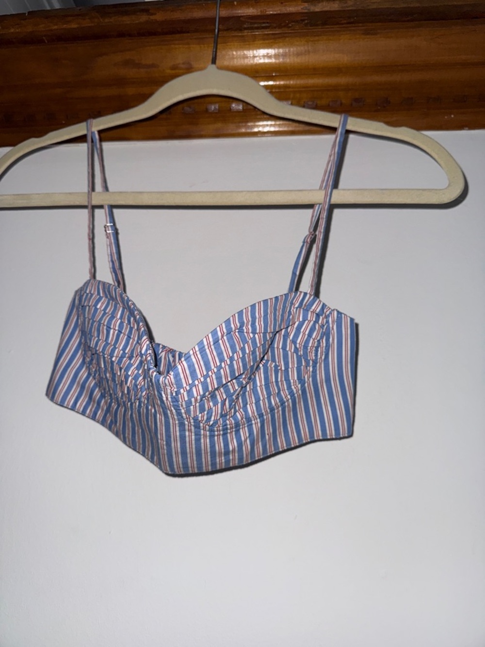 Zara Blue, White and Red Striped Bustier Bra Top